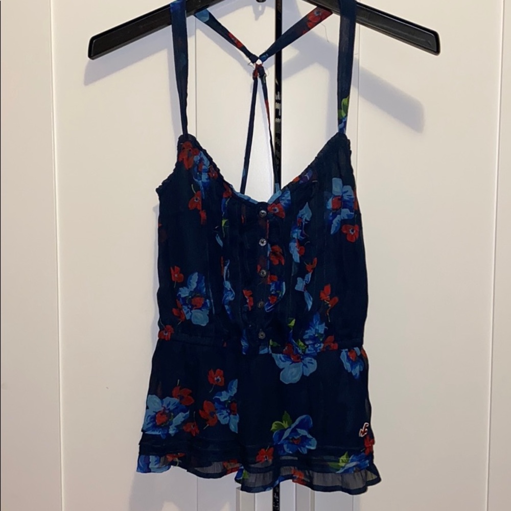 Navy blue floral top